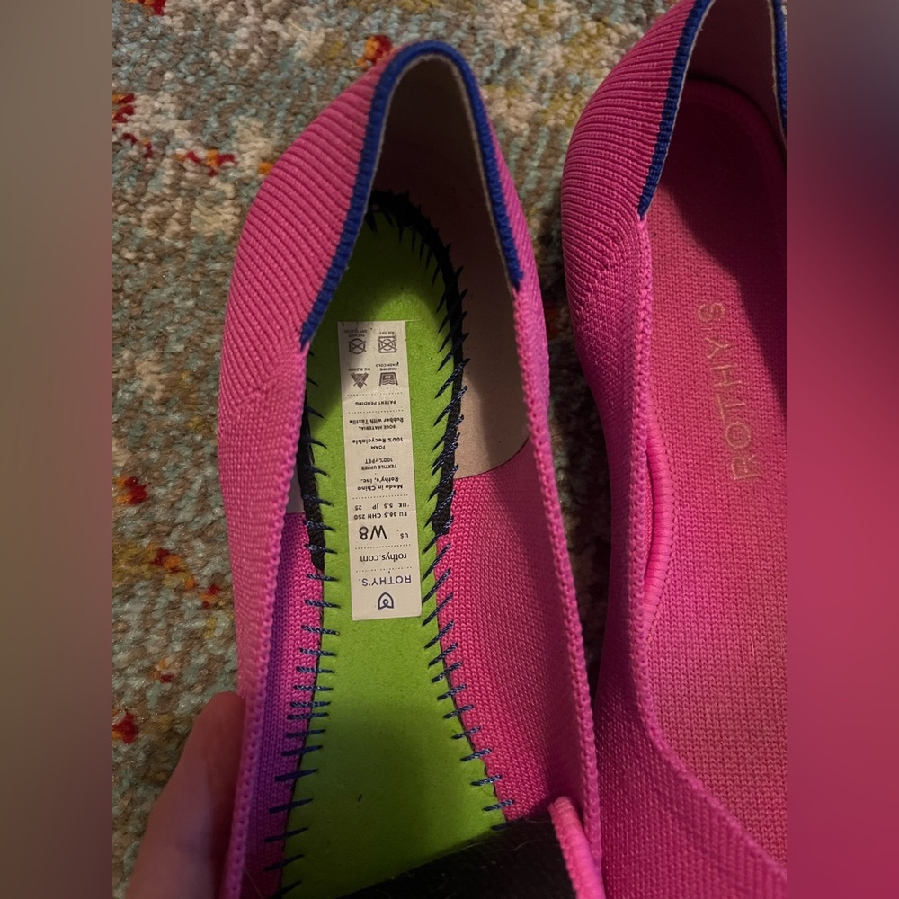Rothy's Bright Pink Knit Pointed Toe Flats - Picture 12 of 15